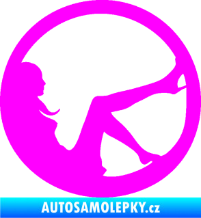 Samolepka Sexy lady 003 pravá v kruhu Fluorescentní růžová