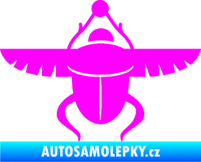 Samolepka Skarab - brouk vruboun 001 egyptský symbol Fluorescentní růžová