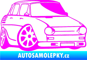Samolepka Škoda 100 karikatura pravá Fluorescentní růžová
