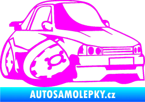 Samolepka Škoda 120 karikatura pravá Fluorescentní růžová