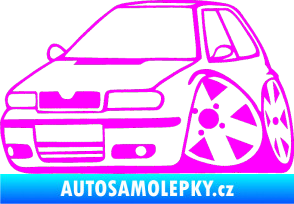 Samolepka Škoda Felicia karikatura levá Fluorescentní růžová
