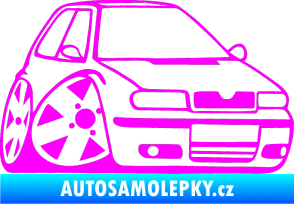 Samolepka Škoda Felicia karikatura pravá Fluorescentní růžová
