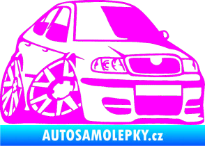Samolepka Škoda Octavia karikatura pravá Fluorescentní růžová