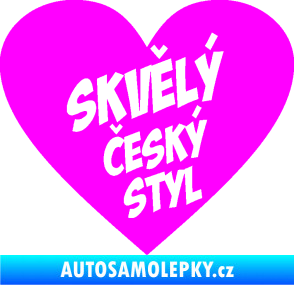Samolepka Skvělý český styl srdce Fluorescentní růžová