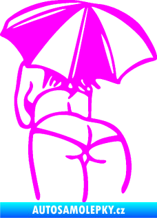 Samolepka Slečna s deštníkem levá Fluorescentní růžová