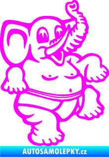 Samolepka Slon zápasník sumo pravá Fluorescentní růžová