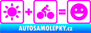 Samolepka Slunce + kolo = veselý smajlík vyjížďka na kole Fluorescentní růžová