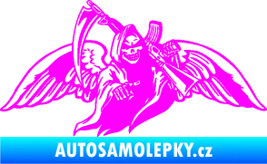Samolepka Smrtka 016 pravá s křídly a kosou Fluorescentní růžová