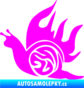 Samolepka Šnek s plameny levá Fluorescentní růžová