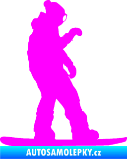 Samolepka Snowboard 028 pravá Fluorescentní růžová