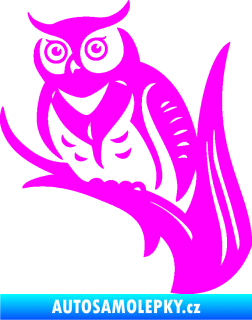 Samolepka Sova 004 levá Fluorescentní růžová