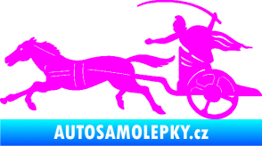 Samolepka Sparťanský bojovník 001 levá bojový vůz s koněm Fluorescentní růžová