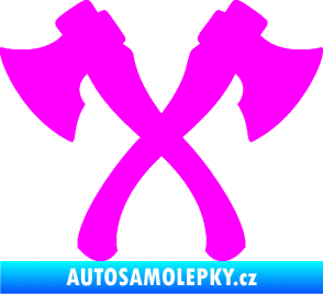 Samolepka Spojené sekery Fluorescentní růžová