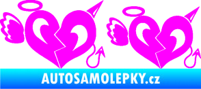 Samolepka Srdce anděl s ďáblem Fluorescentní růžová