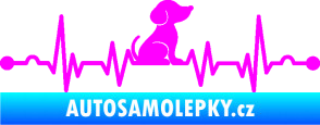 Samolepka Srdeční tep 002 pravá pejsek Fluorescentní růžová