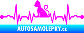 Samolepka Srdeční tep 003 levá kočička Fluorescentní růžová