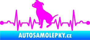 Samolepka Srdeční tep 007 levá pitbull Fluorescentní růžová