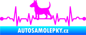 Samolepka Srdeční tep 008 levá pes bulteriér Fluorescentní růžová