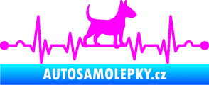 Samolepka Srdeční tep 008 pravá pes bulteriér Fluorescentní růžová