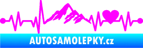 Samolepka Srdeční tep 011 hory se srdcem pravá Fluorescentní růžová