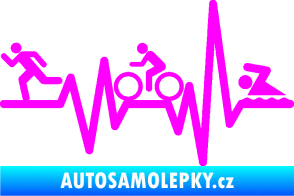 Samolepka Srdeční tep 012 levá triatlon Fluorescentní růžová