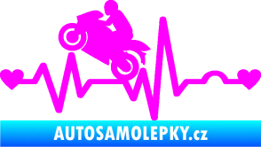 Samolepka Srdeční tep 013 levá motorkář Fluorescentní růžová