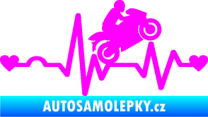 Samolepka Srdeční tep 013 pravá motorkář Fluorescentní růžová