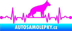 Samolepka Srdeční tep 014 pravá německý ovčák Fluorescentní růžová