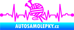 Samolepka Srdeční tep 016 pravá pletení Fluorescentní růžová