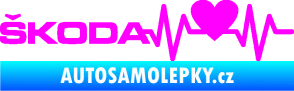 Samolepka Srdeční tep 025 levá škoda Fluorescentní růžová