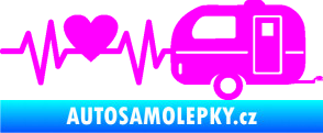 Samolepka Srdeční tep 030 pravá kempování Fluorescentní růžová
