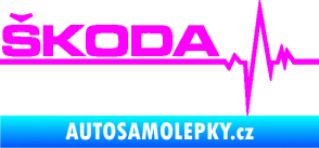 Samolepka Srdeční tep 034 levá Škoda Fluorescentní růžová