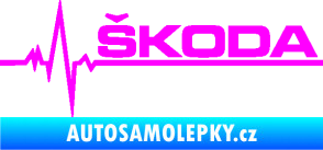 Samolepka Srdeční tep 034 pravá Škoda Fluorescentní růžová