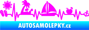 Samolepka Srdeční tep 094 pravá dovolená u moře Fluorescentní růžová