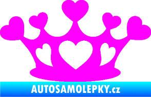 Samolepka Srdíčka korunka Fluorescentní růžová