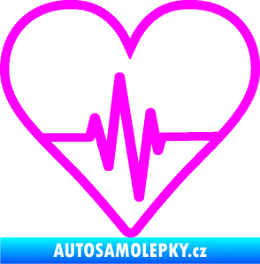 Samolepka Srdíčko 017 ekg křivka Fluorescentní růžová