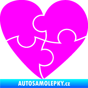 Samolepka Srdíčko 018 pravá puzzle Fluorescentní růžová