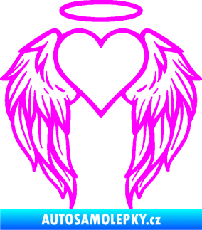 Samolepka Srdíčko 019 andělská křídla Fluorescentní růžová