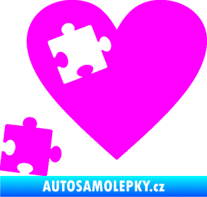Samolepka Srdíčko 022 levá vypadlý puzzlík Fluorescentní růžová