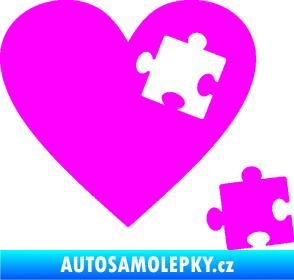 Samolepka Srdíčko 022 pravá vypadlý puzzlík Fluorescentní růžová