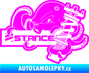 Samolepka Stance nápis s chobotnicí Fluorescentní růžová