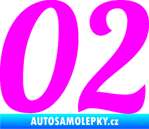 Samolepka Startovní číslo 02 typ 3 Fluorescentní růžová