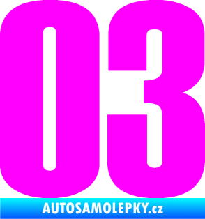 Samolepka Startovní číslo 03 typ 2   Fluorescentní růžová