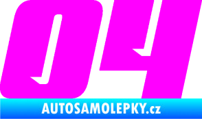 Samolepka Startovní číslo 04 typ 6 Fluorescentní růžová