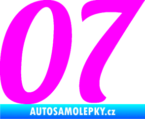 Samolepka Startovní číslo 07 typ 3 Fluorescentní růžová