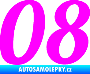 Samolepka Startovní číslo 08 typ 3 Fluorescentní růžová