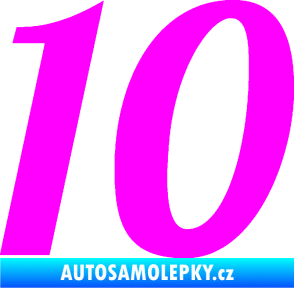 Samolepka Startovní číslo 10 typ 3 Fluorescentní růžová