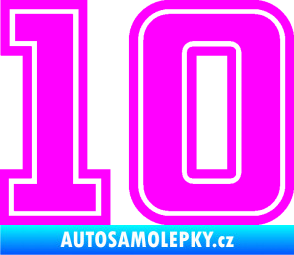 Samolepka Startovní číslo 10 typ 5 Fluorescentní růžová