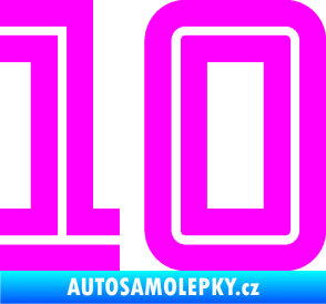 Samolepka Startovní číslo 10 typ 7 Fluorescentní růžová
