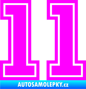 Samolepka Startovní číslo 11 typ 5 Fluorescentní růžová
